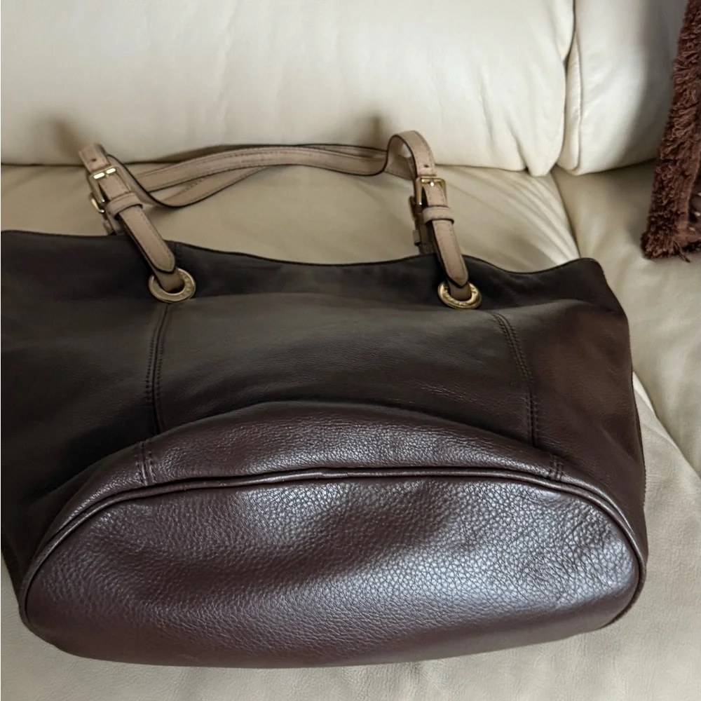 Michael Kors Dark Brown Tote with Gold Accents